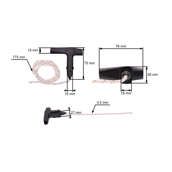 ElastoStart 4,5 mm pro motorové pily Stihl 038 044 045 046 MS380 MS381 MS460 MS461 MS640 MS660 MS661 MS880 TS510 TS760 (OEM 11221903400)
