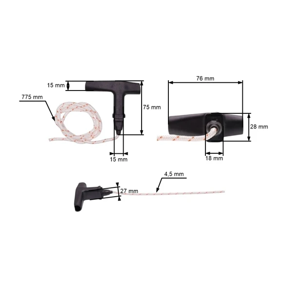 ElastoStart 4,5 mm pro motorové pily Stihl 038 044 045 046 MS380 MS381 MS460 MS461 MS640 MS660 MS661 MS880 TS510 TS760 (OEM 11221903400)