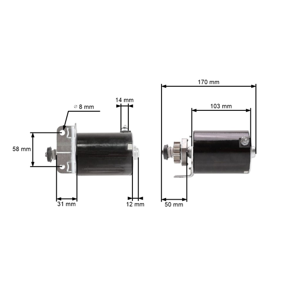 Elektický startér pro motory Briggs & Stratton Cub Cadet  John Deere Sabo Scotts Toro 14 zubů (OEM 693551 593934)