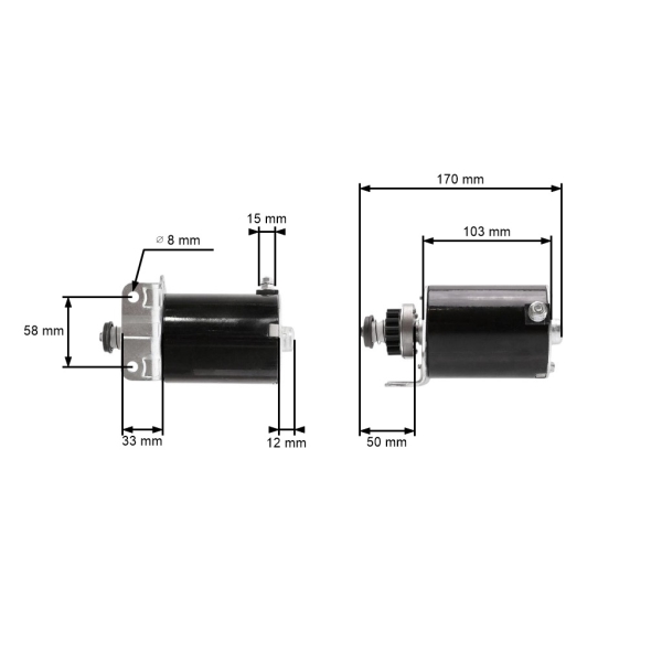 Elektický startér pro motory Briggs & Stratton John Deere Cub Cadet 1972-2002 výkon 7,0 PS - 18,0 PS -16 zubů (OEM 390838 391423 392749 394805 491766 497594)