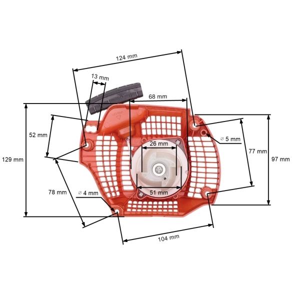 HS PARTS kompletní Easy startér pro motorové pily Husqvarna 135 140 435 435E 435II 440 440E 440II (OEM 544287002)