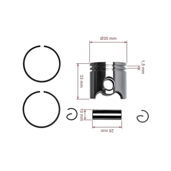 HS PARTS kompletní píst pro křovinořezy Stihl BT120C BT121 FS120 FS120R 35 mm (OEM 41340302011)