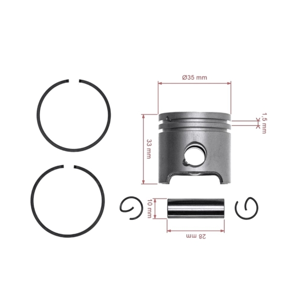 HS PARTS kompletní píst pro křovinořezy Stihl FS160 FS180 35 mm (OEM 41190302001)