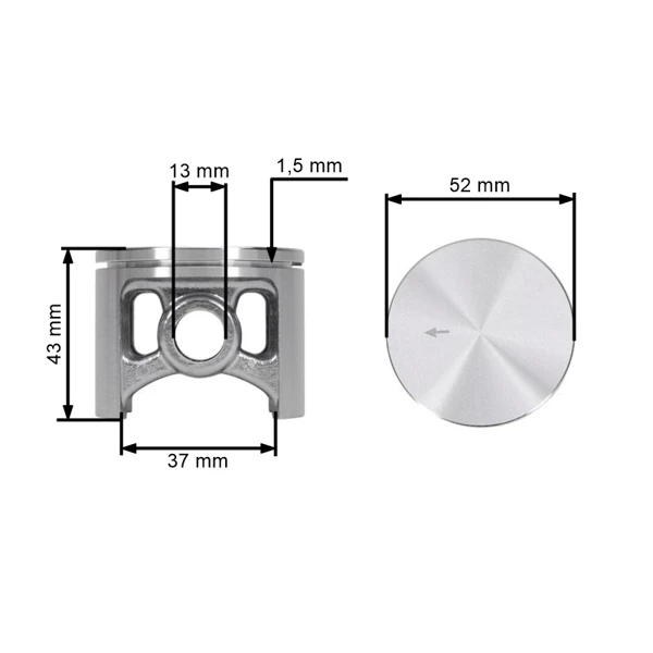 HS PARTS kompletní píst pro motorové pily Husqvarna 181 281 281XP 288 288XP 54 mm (OEM 503506002)
