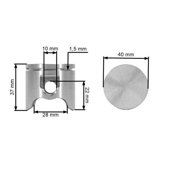 HS PARTS kompletní píst pro motorové pily Husqvarna 340 Jonsered 2141 CS2141 40 mm (OEM 503870171)