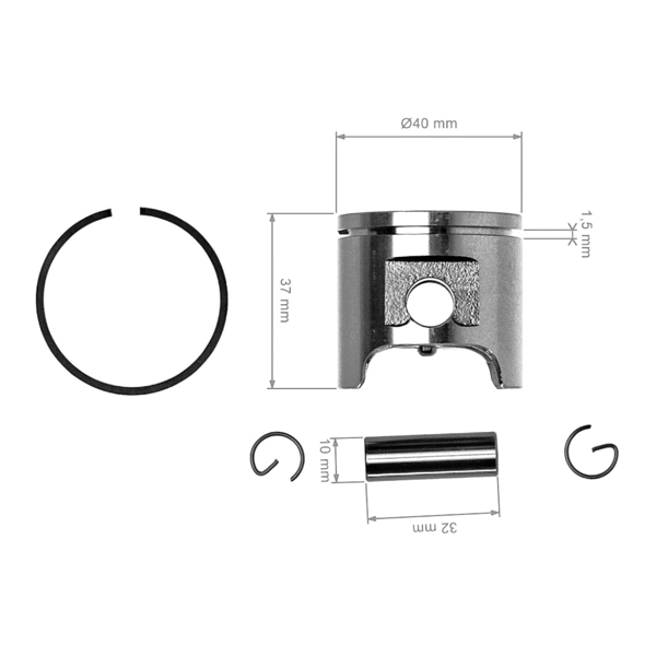 HS PARTS kompletní píst pro motorové pily Husqvarna 340 Jonsered 2141 CS2141 40 mm (OEM 503870171)