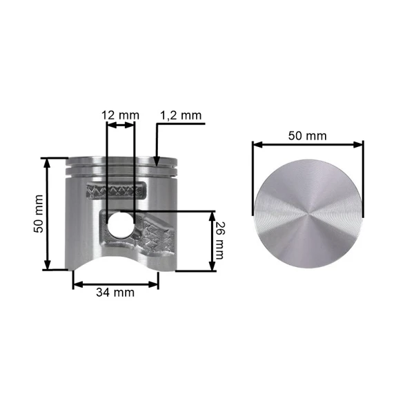 HS PARTS kompletní píst pro motorové pily Husqvarna 365 X-TORQ 372 XP X-TORQ Jonsered CS2166 CS2172 50 mm (OEM 577207702)