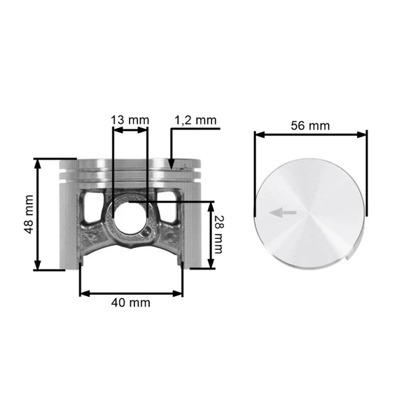 HS PARTS kompletní píst pro motorové pily Husqvarna 395 395XP 56 mm (OEM 537137671)