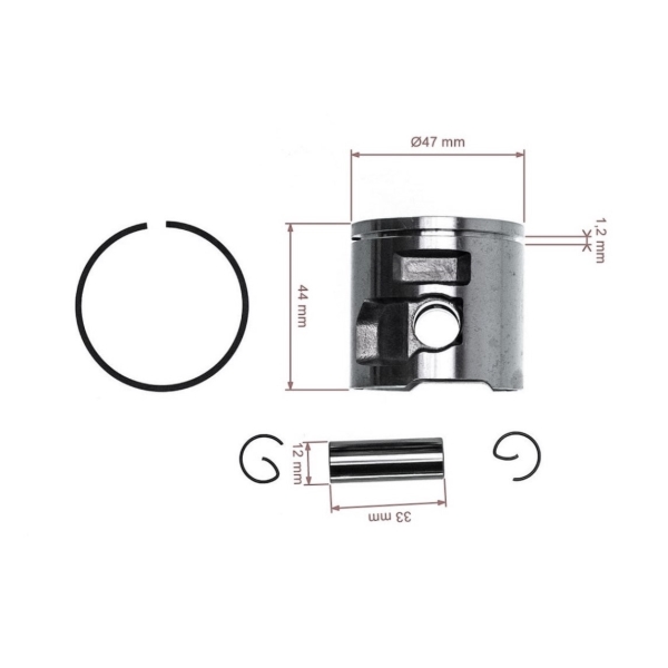 HS PARTS kompletní píst pro motorové pily Husqvarna 455 455E 455 Rancher Jonsered CS2255 47 mm (OEM 537293004)