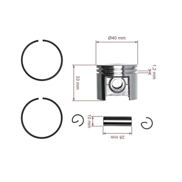 HS PARTS kompletní píst pro motorové pily Stihl 021 023 MS210 MS230 40 mm (OEM 11230302003)