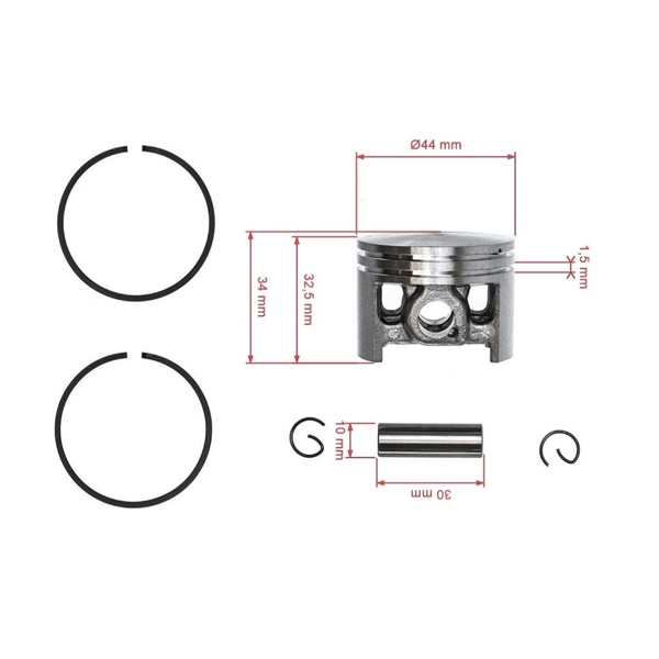 HS PARTS kompletní píst pro motorové pily Stihl 026 MS260 44 mm (OEM 11210302001)