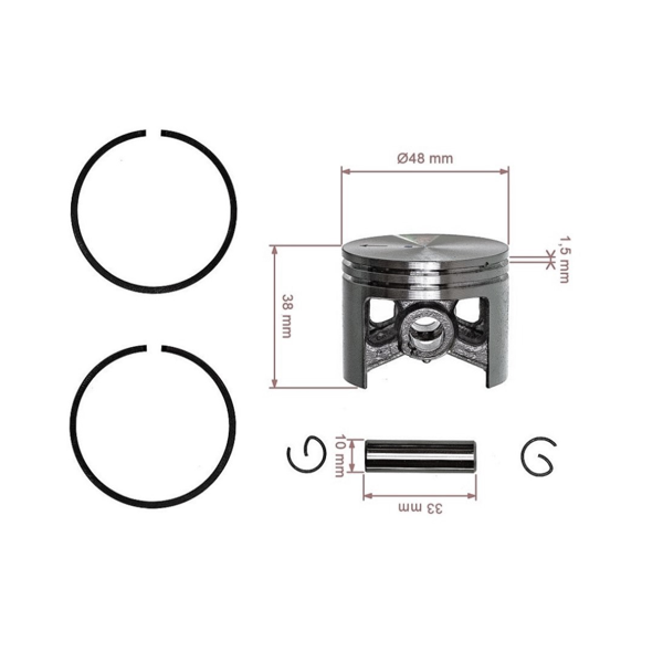 HS PARTS kompletní píst pro motorové pily Stihl 036 MS360 48 mm (OEM 11250302001)