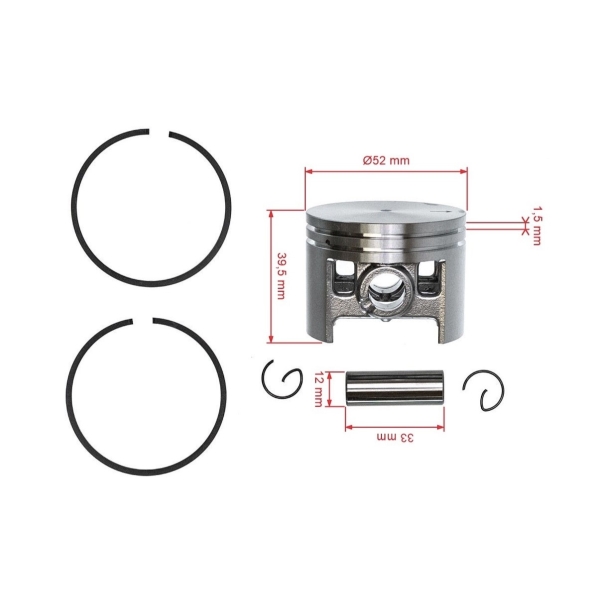 HS PARTS kompletní píst pro motorové pily Stihl 038 MS380 52 mm (OEM 11190302003)