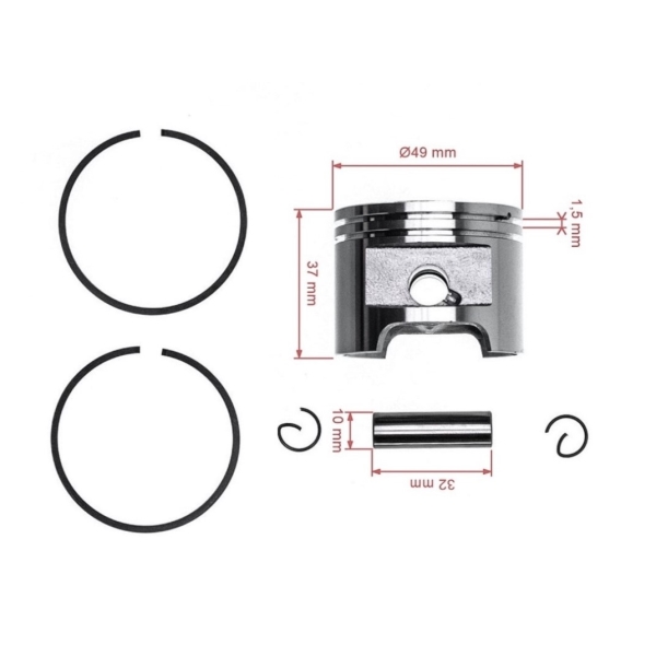 HS PARTS kompletní píst pro motorové pily Stihl 039 MS390 49 mm (OEM 11270302005)