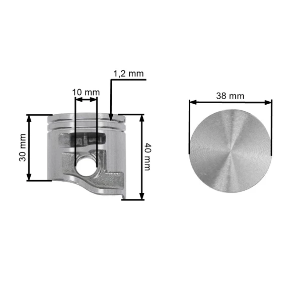 HS PARTS kompletní píst pro motorové pily Stihl MS181 38 mm (OEM 11390302002)