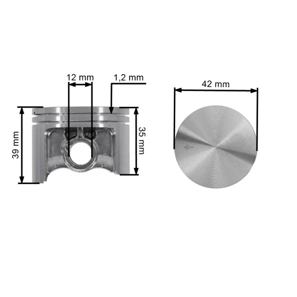 HS PARTS kompletní píst pro motorové pily Stihl MS382 52 mm (OEM 11190302005)