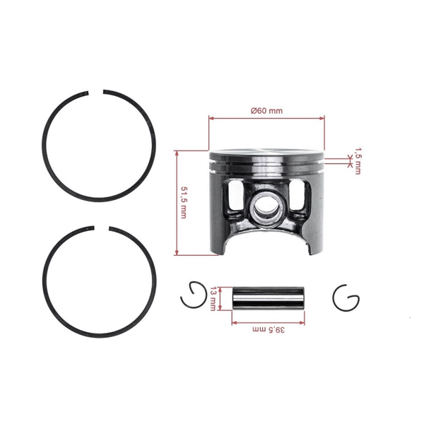 HS PARTS kompletní píst pro motorové rozbrušovací pily Husqvarna Partner K1250 K1260 3120 3122 60 mm (OEM 501894103)