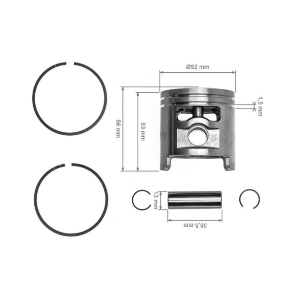 HS PARTS kompletní píst pro motorové rozbrušovací pily Stihl TS510 52 mm (OEM 11110302000)