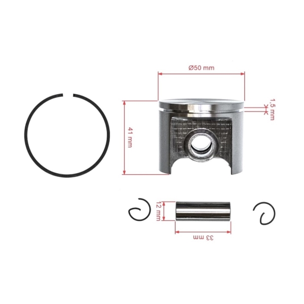 HS PARTS kompletní píst pro rozbrušovací a motorové pily Husqvarna 66 268 268K 50 mm (OEM 503448371 544223903)