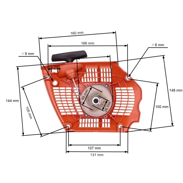 HS PARTS kompletní startér pro motorové pily Husqvarna 455E 455 Rancher 460 461 (OEM 537284201)