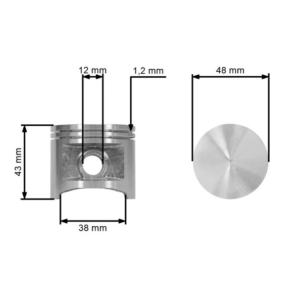 HS PARTS kompletní válec s pístem pro motorové pily Husqvarna 362 365 365H Jonsered 2065 2165 CS2165 48 mm (OEM 503691072)