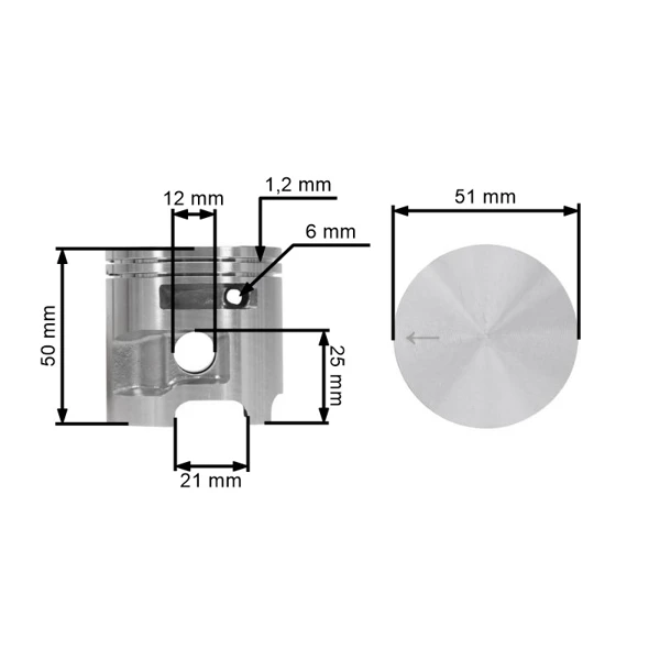 HS PARTS kompletní válec s pístem pro motorové pily Husqvarna 570 575 575XP 51 mm (OEM 537254102)