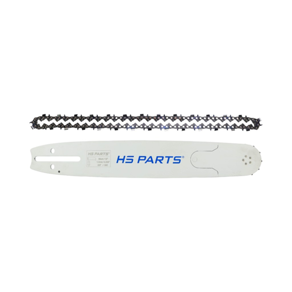 HS PARTS profesionálna vodiaca lišta 15" (38 cm) 3/8" .058" (1,5 mm) + pílová reťaz 56 článkov hranatý zub pre Husqvarna 266 268 272 365 372XP 585 Solo 670 681 Jonsered 2077 2171 Dolmar PS6400 Shindaiwa 285 Makita DCS6400