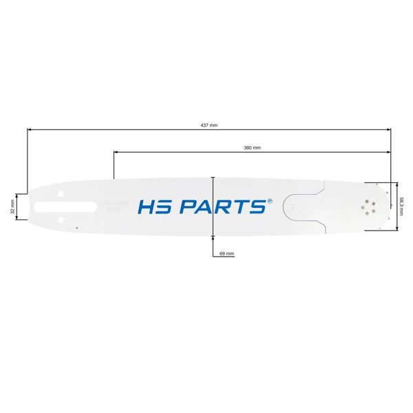HS PARTS profesionální vodící lišta 15" (38 cm) 3/8" .063" (1,6 mm) 56 čl. pro Stihl 034 036 039 041 042 044 046 056 066 MS290 MS390 MS340 MS360 MS361 MS362 MS380 MS381 MS440 MS460 MS441 MS640 MS650 MS660 MS500i