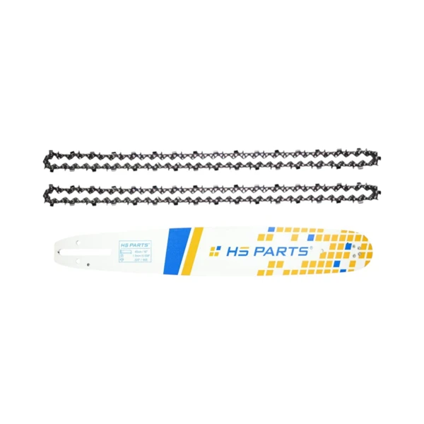 HS PARTS profesionální vodící lišta 16" (40 cm) .325" .058" (1,5 mm) + 2 x pilový řetěz 66 článků hranatý zub pro Jonsered 2045 2137 2138 CS2138 CS2141 Makita DCS4300 DCS4301 Shindaiwa 377 446S 488 490 Echo CS3600 CS680 CS8002