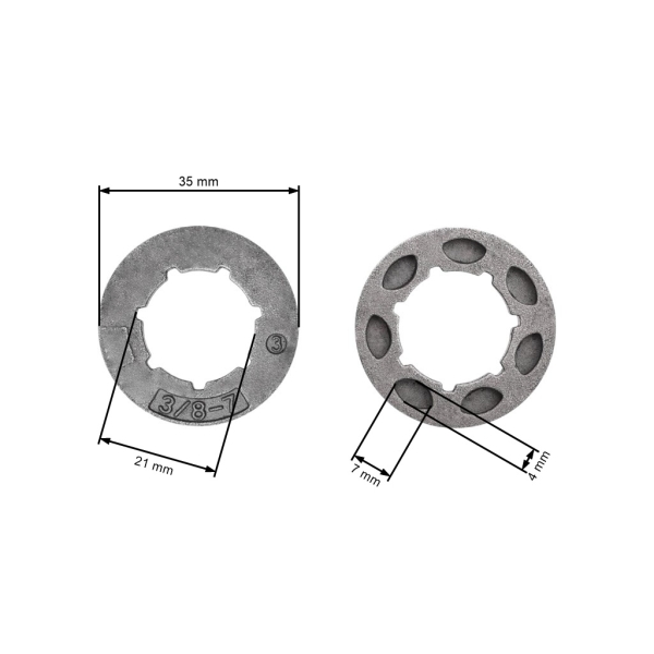 HS PARTS prstýnek řetězky 3/8" 7 zubů pro motorové pily Husqvarna 51 55 55 Rancher 254 262XP Jonsered 2054 2055 (OEM 504523002)