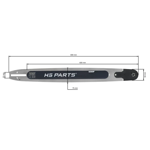 HS PARTS QUICK CUT profesionální vodící lišta 24" (60 cm) 3/8" .058" (1,5 mm) 84 čl. pro Husqvarna 61 66 266 268 272 365 372XP 585 Solo 665 670 681 Jonsered 2077 2171 Dolmar PS6400 PS7900 Shindaiwa 300 550 Echo CS3500 Makita DCS6400