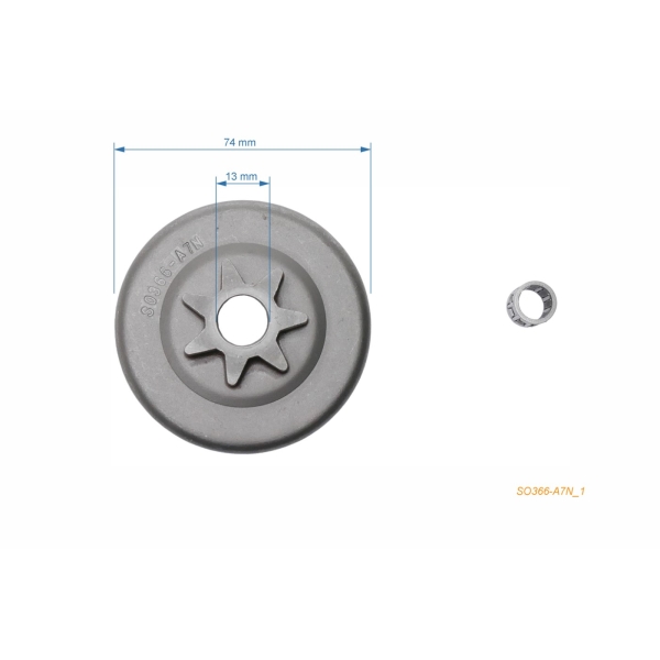 HS PARTS řětězka 3/8" 7 zubů pro motorové pily Solo 639 644 645 651 651SP 