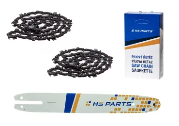 HS PARTS vodiaca lišta 14" (35 cm) 3/8" ,043" (1,1 mm) + 2 x reťaz píly 50 článkov pre Stihl MSE140 017 018 MS170 MS180 019T HT70 HT101 MS190 E140 MS171 MSA200C
