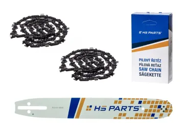 HS PARTS vodiaca lišta 14" (35 cm) 3/8" .050" (1,3 mm) + 2 x pílový reťaz 52 článkov hranatý zub pre Husqvarna 120II 135 136 137 140 1600EL 236 240e 323P4 338XP 420EL