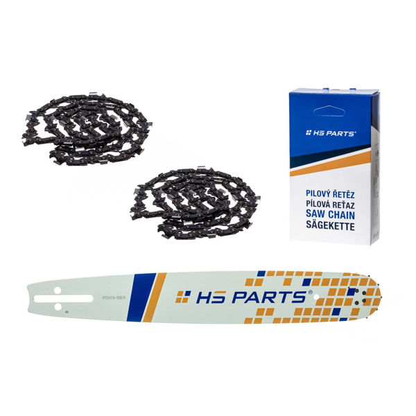 HS PARTS vodiaca lišta 15" (38 cm) 3/8" .050" (1,3 mm) + 2 x pílová reťaz 56 článkov hranatý zub pre Husqvarna 246 254 262 345 357 455 460 555 560 Jonsered 2054 CS2260 Dolmar 111 112 115 PS540 Solo 613 614 650 Oleomac 162 956 962