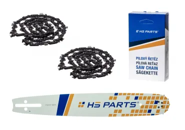 HS PARTS vodiaca lišta 15" (38 cm) 3/8" .050" (1,3 mm) + 2 x pílová reťaz 56 článkov hranatý zub pre Husqvarna 51 55 154 254 257 357 359 455 560XP