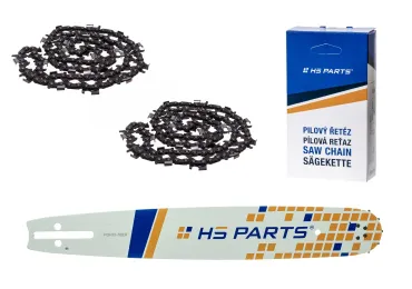 HS PARTS vodiaca lišta 15" (38 cm) 3/8" .058" (1,5 mm) + 2 x pílová reťaz na pozdĺžne rezanie 56 článku guľatý zub pre výrobu fošní a dosiek vhodné Husqvarna 51 55 154 254 257 357 359 455 560XP