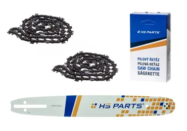 HS PARTS vodiaca lišta 15" (38 cm) .325" .050" (1,3 mm) + 2 x pílová reťaz 64 článkov hranatý zub pre Husqvarna 40 55 242 254 262 339XP 353 357 359 T435 445 455 460 550 560XP