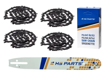 HS PARTS vodiaca lišta 16" (40 cm) 3/8" .050" (1,3 mm) + 4 x pílový reťaz 56 článkov hranatý zub pre Husqvarna 36 41 136 137 141 236 240 T435 335XPT 333 334 Jonsered 2035 2115 2117 2138 CS2234 CS2236T Solo 614 630 633 636
