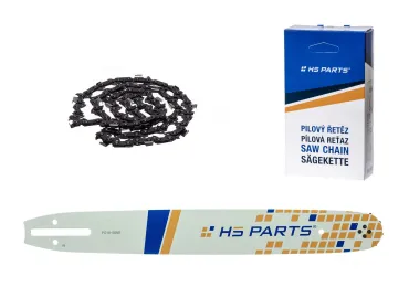 HS PARTS vodiaca lišta 16" (40 cm) 3/8" .050" (1,3 mm) + pílový reťaz 56 článkov hranatý zub pre Partner 350 351 370 P420 Husqvarna T425 E16 E316 E321 Dolmar PS330 PS33 PS34 ES152 Homelite 3300 CS40 Solo 613 Oleomac GS35 GS350 931