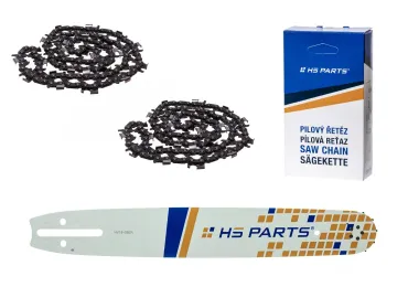 HS PARTS vodiaca lišta 16" (40 cm) 3/8" .058" (1,5 mm) + 2 x pílová reťaz na pozdĺžne rezanie 60 článku guľatý zub pre výrobu fošní a dosiek vhodné Husqvarna 266 268 362 365 371 372XP 395 576XP