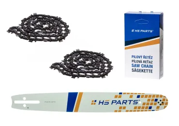 HS PARTS vodiaca lišta 16" (40 cm) .325" .050" (1,3 mm) + 2 x pílová reťaz 66 článkov hranatý zub pre Husqvarna 36 55 136 154 254 257 262 346 357 435 445 460 Jonsered 2054 2152 2155 CS2149W Dolmar 109 111 112 116 Solo 639 651