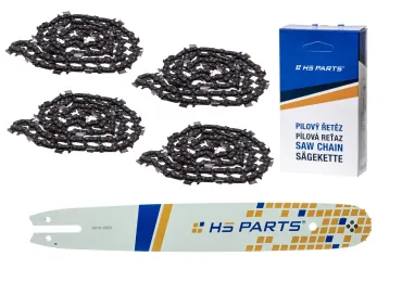 HS PARTS vodiaca lišta 16" (40 cm) .325" .050" (1,3 mm) + 4 x pílová reťaz 62 článkov hranatý zub pre Stihl 021 023 025 MS210 MS230 MS231 MS241 MS250 MS251