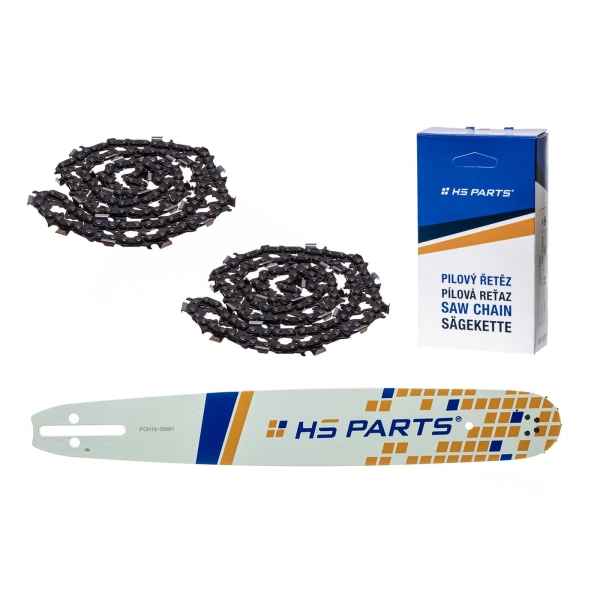 HS PARTS vodiaca lišta 16" (40 cm) .325" .058" (1,5 mm) + 2 x pílová reťaz 66 článkov hranatý zub pre Husqvarna 51 55 346XP 353 357 359 455 460 560XP