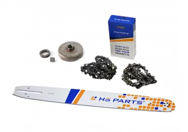HS PARTS vodiaca lišta 18" (45 cm) + 2 x  pílová reťaz 3/8" .058" (1,5 mm) 68 článkov hranatý zub + reťazovka Husqvarna 362 365 371 372XP 365 X-TORQ Jonsered 2163 CS2165
