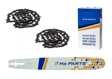 HS PARTS vodiaca lišta 18" (45 cm) 3/8" .050" (1,3 mm) + 2 x pílová reťaz 64 článkov hranatý zub pre Husqvarna 246 254 262 345 357 455 460 555 560 Jonsered 2054 CS2260 Dolmar 111 112 115 PS540 Solo 613 614 650 Oleomac 162 956 962