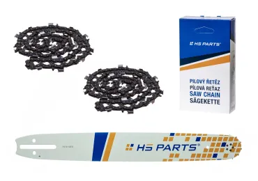 HS PARTS vodiaca lišta 18" (45 cm) 3/8" .058" (1,5 mm) + 2 x pílová reťaz 68 článkov hranatý zub pre Husqvarna 61 266 268 288 362 365 371 372XP 380 395 576XP