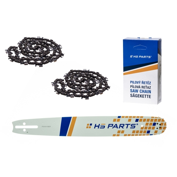 HS PARTS vodiaca lišta 18" (45 cm) 3/8" .058" (1,5 mm) + 2 x pílová reťaz na pozdĺžne rezanie 68 článku guľatý zub pre výrobu fošní a dosiek vhodné Husqvarna 51 55 346XP 353 357 359 455 460 560XP