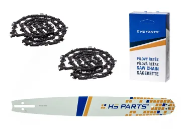 HS PARTS vodiaca lišta 20" (50 cm) 3/8" .050" (1,3 mm) + 2 x pílová reťaz 72 článkov hranatý zub pre Husqvarna 246 254 262 345 357 455 460 555 560 Jonsered 2054 CS2260 Dolmar 111 112 115 PS540 Solo 613 614 650 Oleomac 162 956 962