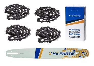 HS PARTS vodiaca lišta 20" (50 cm) 3/8" .063" (1,6 mm) + 4 x pílová reťaz na pozdĺžne rezanie 72 článku guľatý zub pre výrobu fošní a dosiek vhodné Stihl MS360 MS361 MS362 MS440 MS441 MS660